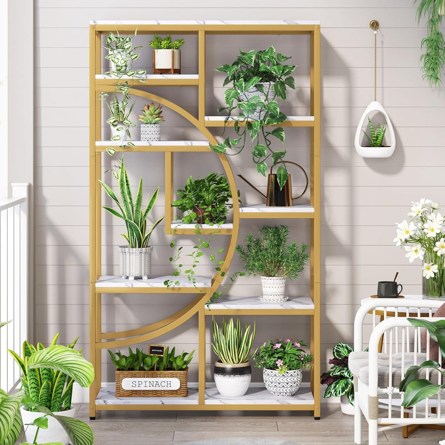 Bookshelf Industrial 5 Tier Etagere Bookcase, Freestanding Tall Bookshelves Display Shelf Storage Organizer with 9-Open Storage Shelf for Living Room, Bedroom-3