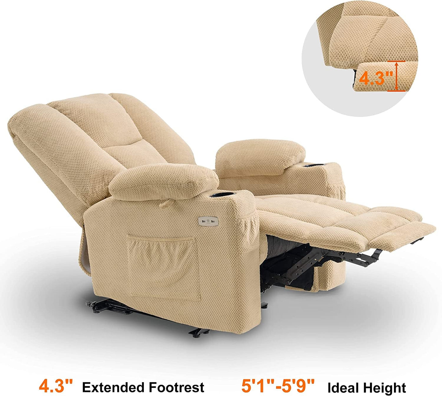 Fabric Electric Power Recliner Chair with Heat-4