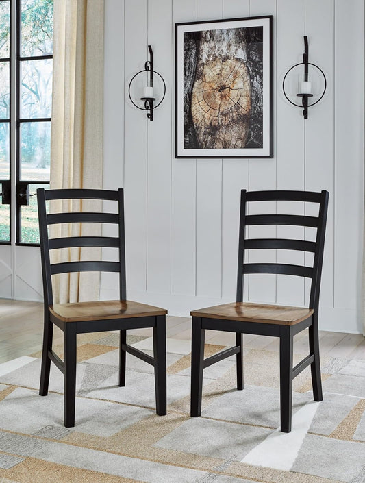 Wildenauer Rustic Armless Dining Chair, Set of 2, Black & Light Brown-1
