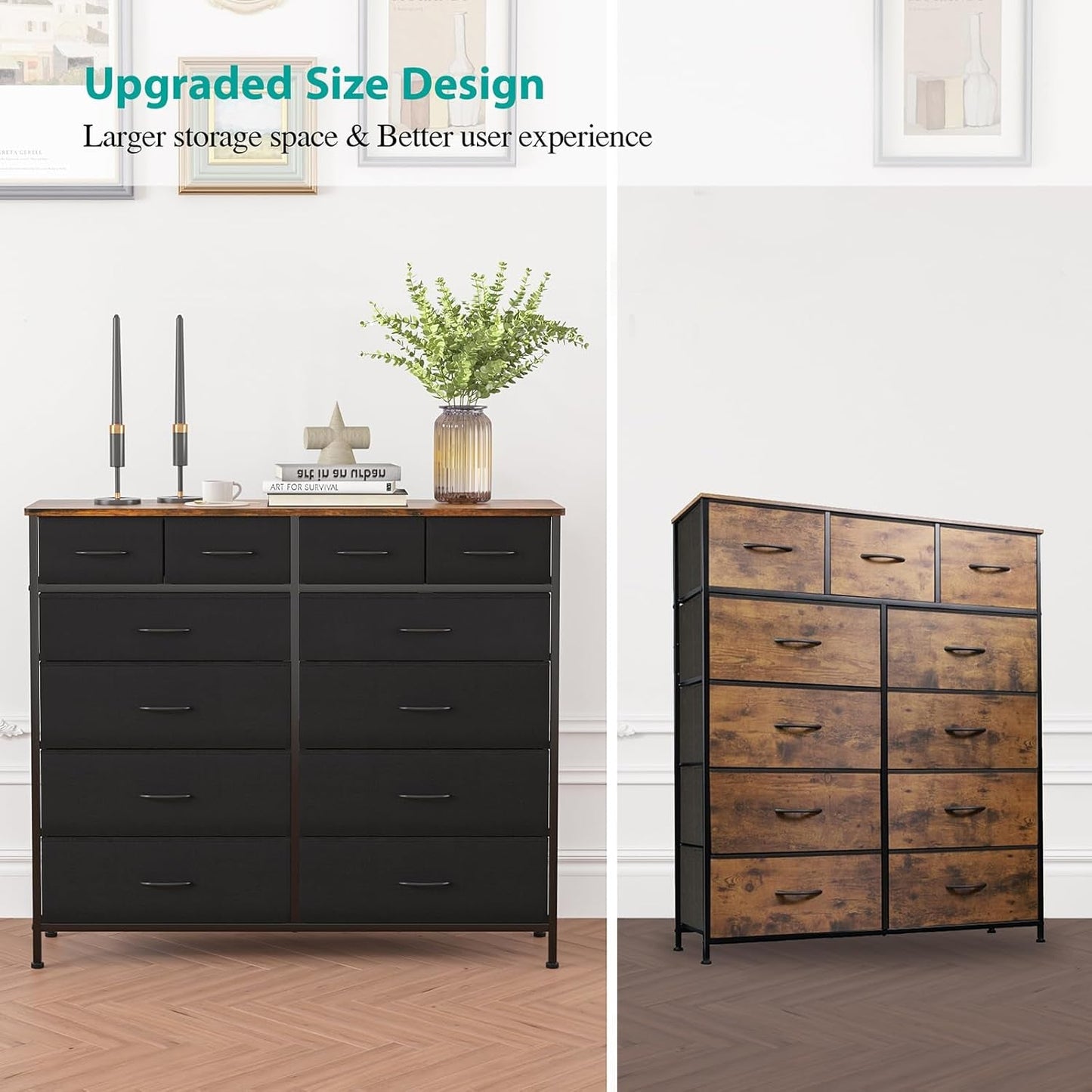 Dresser for Bedroom with 12 Drawers, Tall Fabric Drawer Dresser, Compact Chest of Drawers for Closet, Nursery, Bedside, Living Room, Laundry, Entryway, Hallway-4