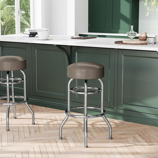 Bruno 2 Pack Double Ring Chrome Barstool with Beige Seat-1