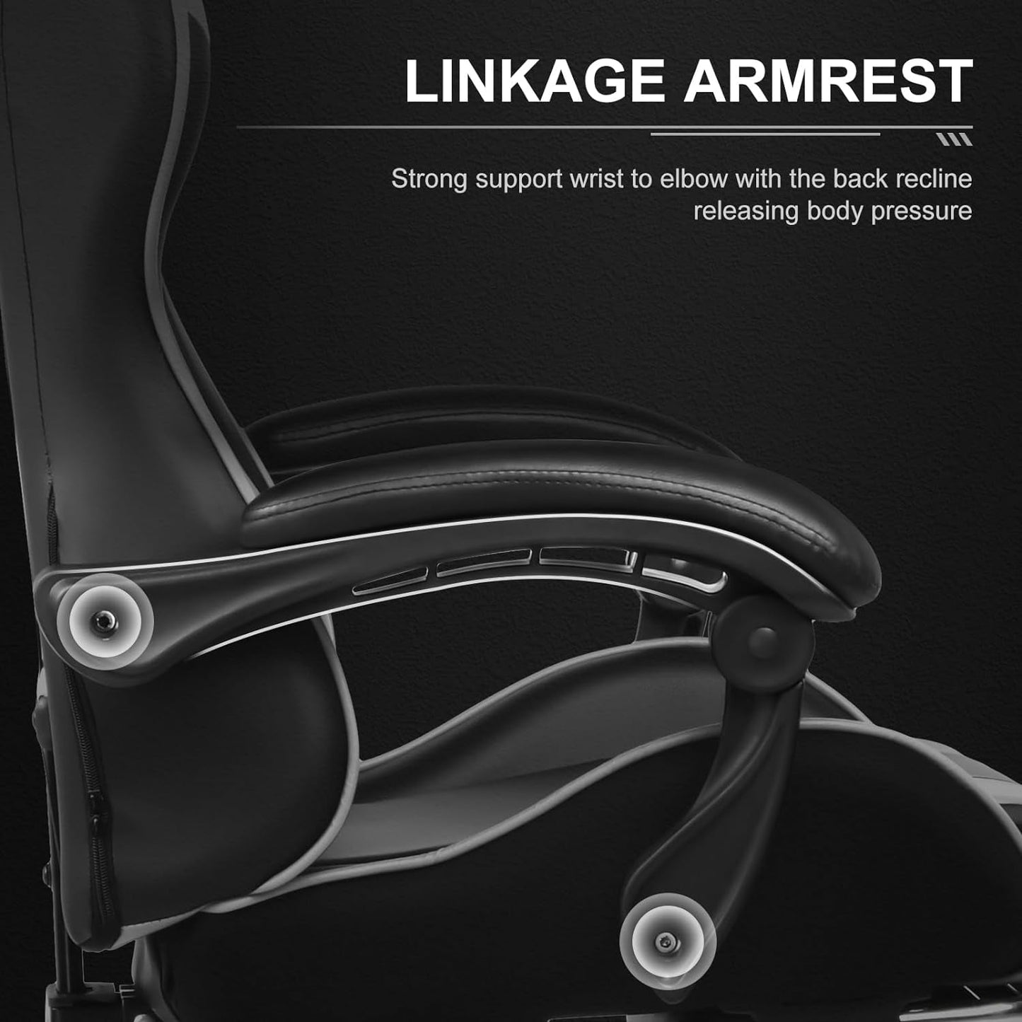 Gaming Chair, Computer Chair with Footrest and Lumbar Support, Height Adjustable Game Chair with 360°-Swivel Seat and Headrest and for Office or Gaming (White)-3