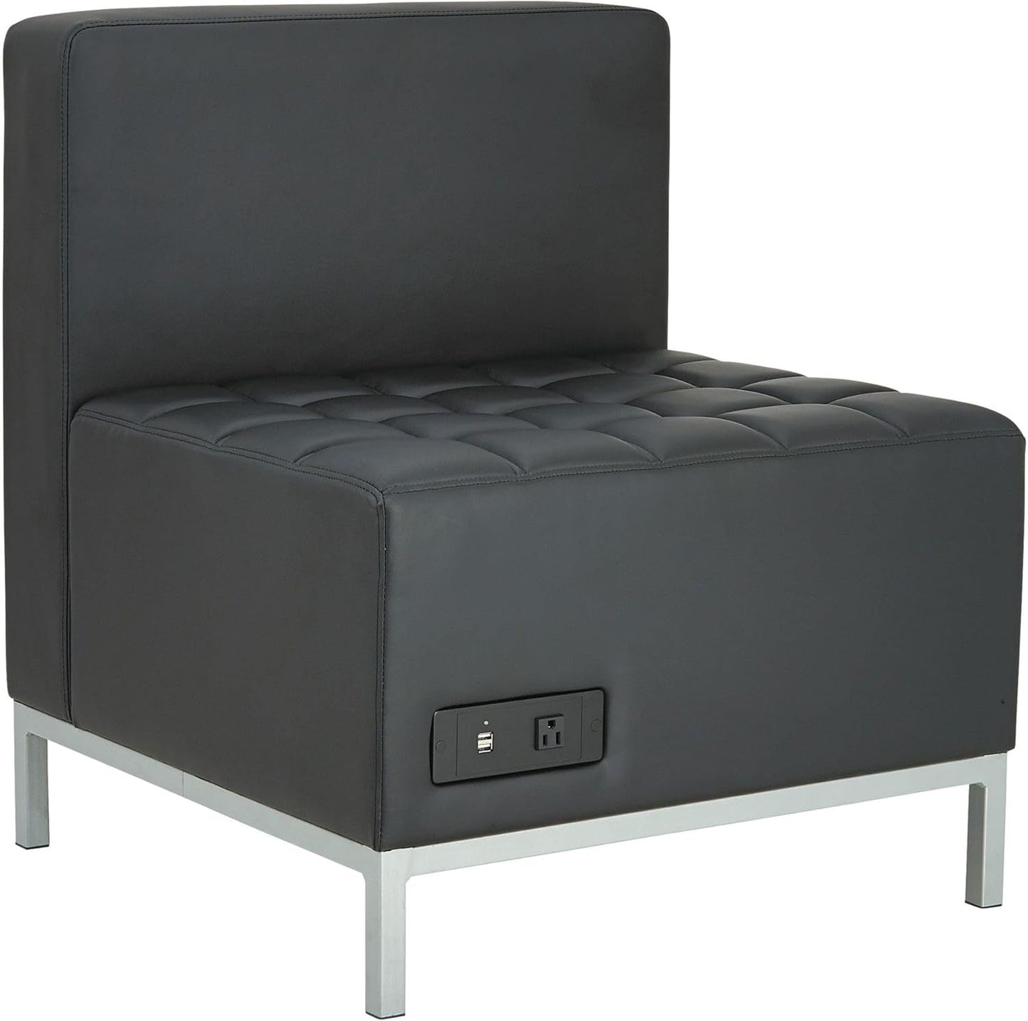 ALEQB8116P 26.38 In. X 26.38 In. X 30.5 In. QUB Series Powered Armless L Sectional - Black-0