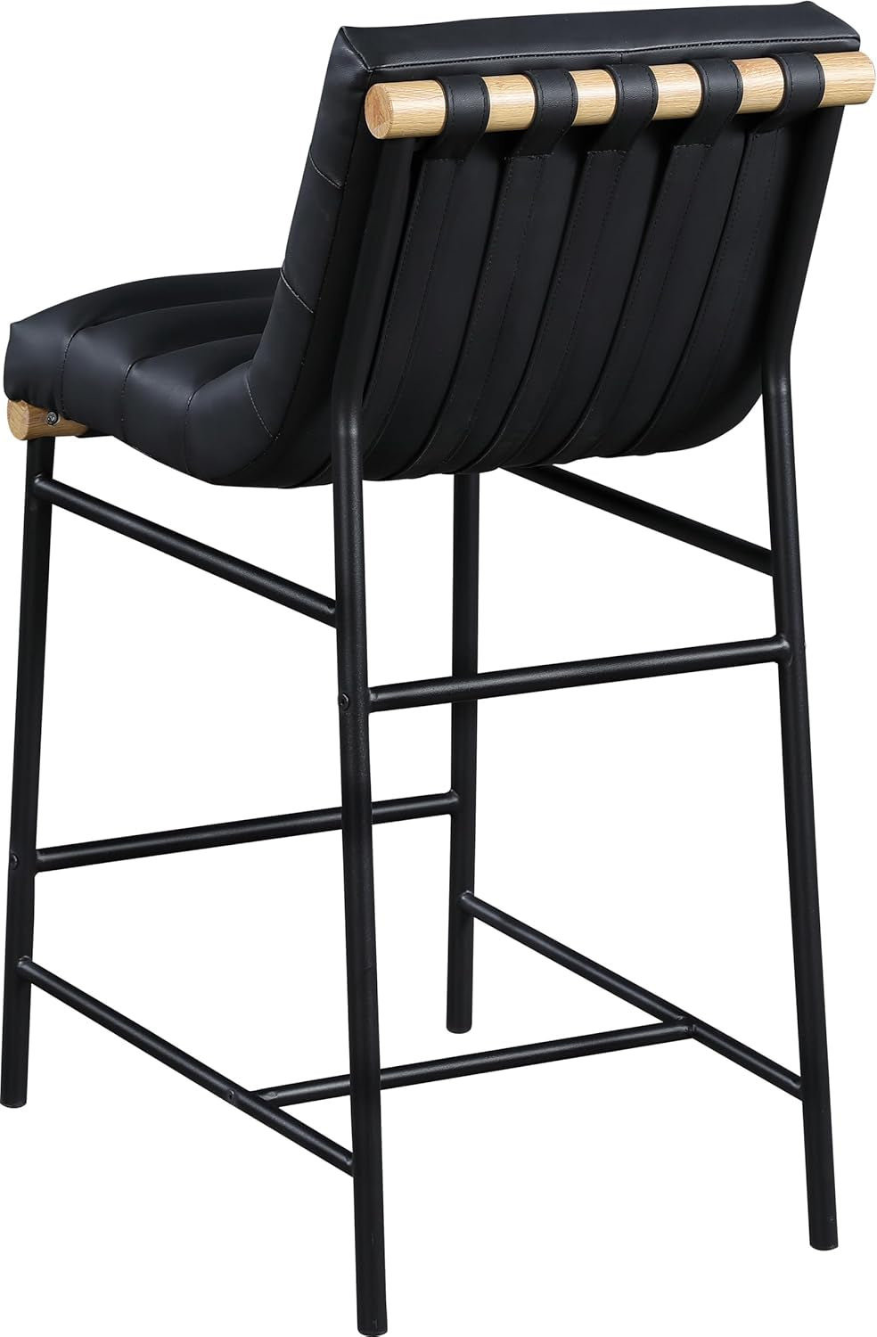 857Black-C Burke Collection Modern | Contemporary Vegan Leather Upholstered Counter Stool, Black, 18" W X 24" D X 37.5" H-4