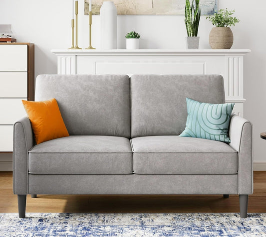 Grey Small Loveseat Sofa for Living Room & Bedroom-1