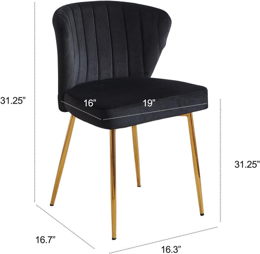 Black Velvet Dining Chairs Set of 4, Modern Dining Chairs with Golden Metal Legs, Tufted Upholstered Dining Chairs for Dining Room/Kitchen/Vanity-1