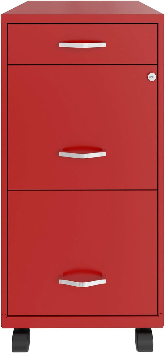 LYS SOHO Box/File/File Mobile Red File Cabinet, 3 Drawer-1