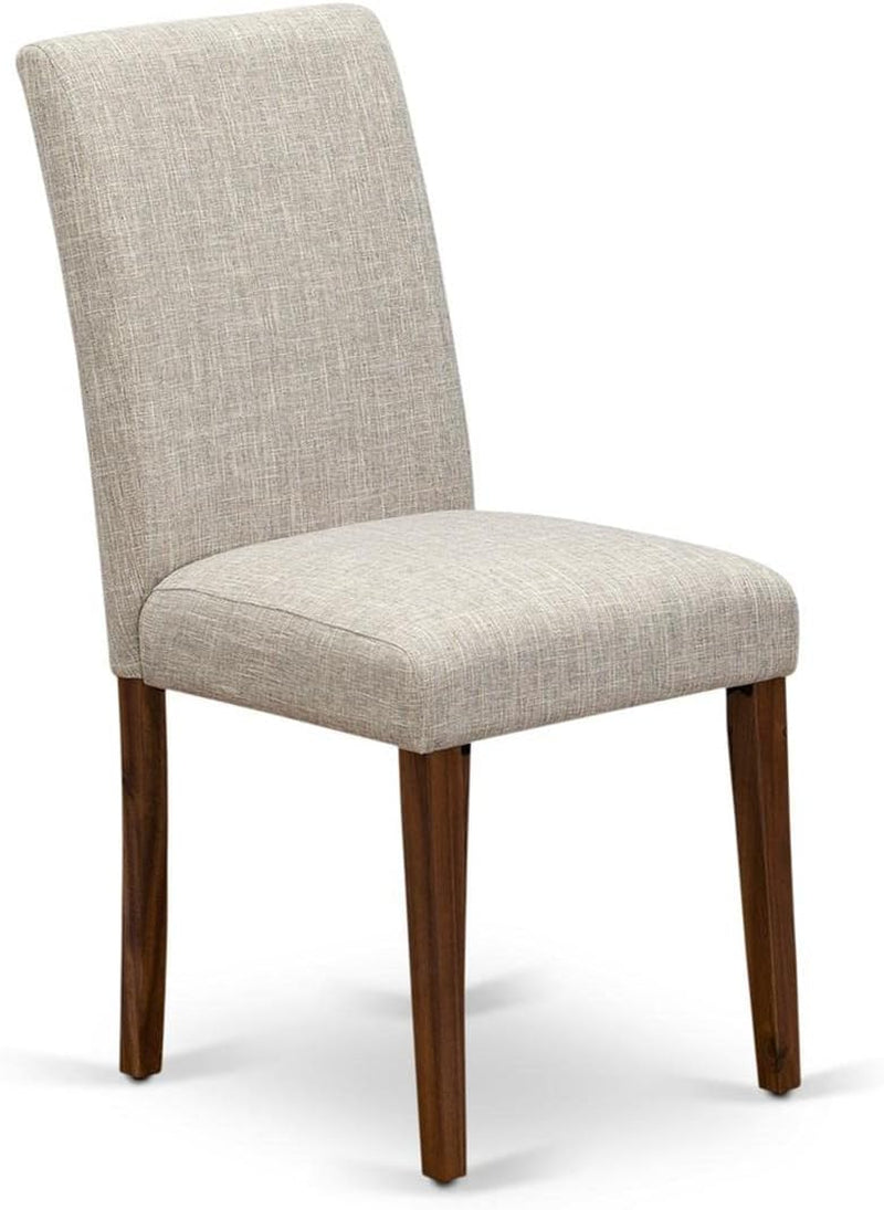 ABPNT35 Abbott Classic Parson Chairs - Doeskin Linen Fabric Padded Dining Chairs, Set of 2, Natural-2