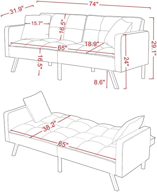 Adjustable Loveseat Sofa Bed with Metal Legs-1