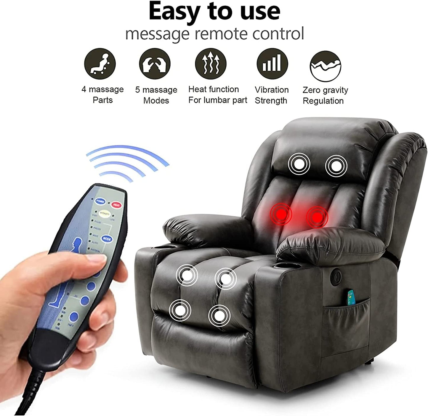 Electric Recliner Chair for Seniors, Grey-3