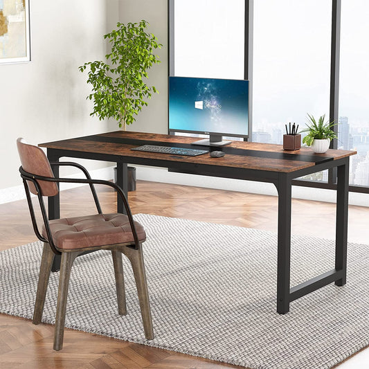 Large Rustic Office Desk with Spacious Leg Room-1