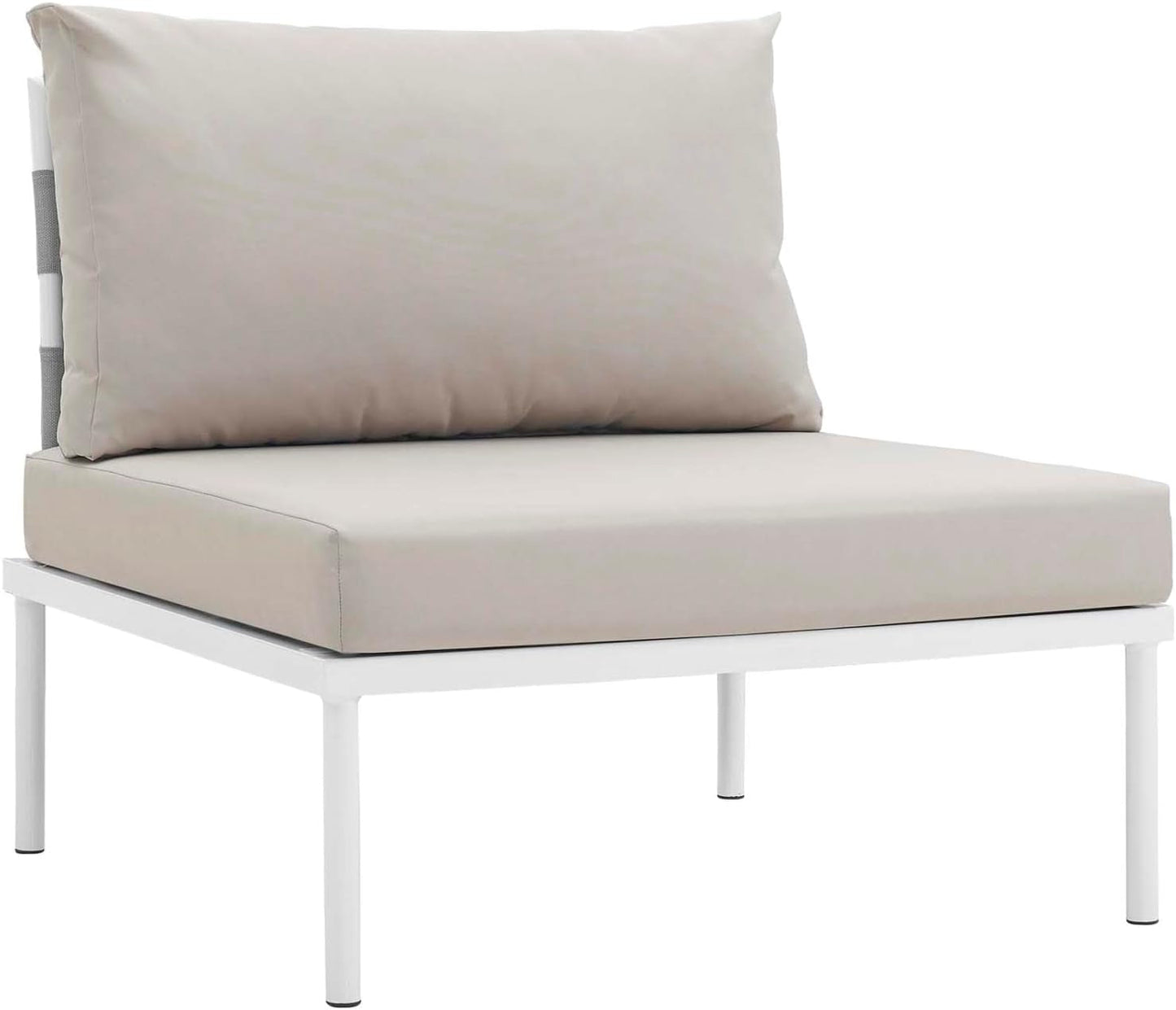 Harmony 8-Piece Aluminum Outdoor Patio Furniture Sectional Sofa Set with Cushions in White Beige-4