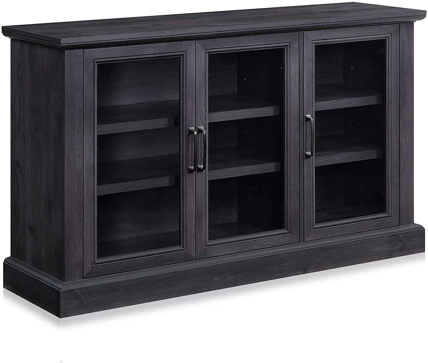 Rustic Gray Wood Sideboard with Glass Doors-1