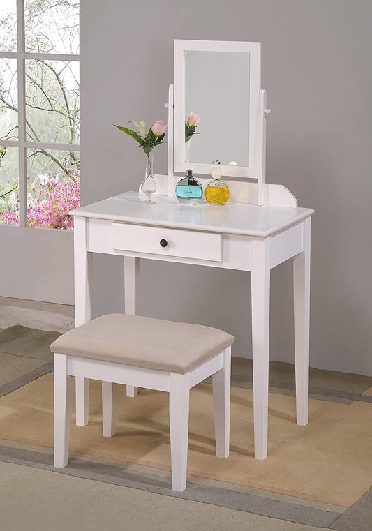 White Vanity Table and Stool Set-1