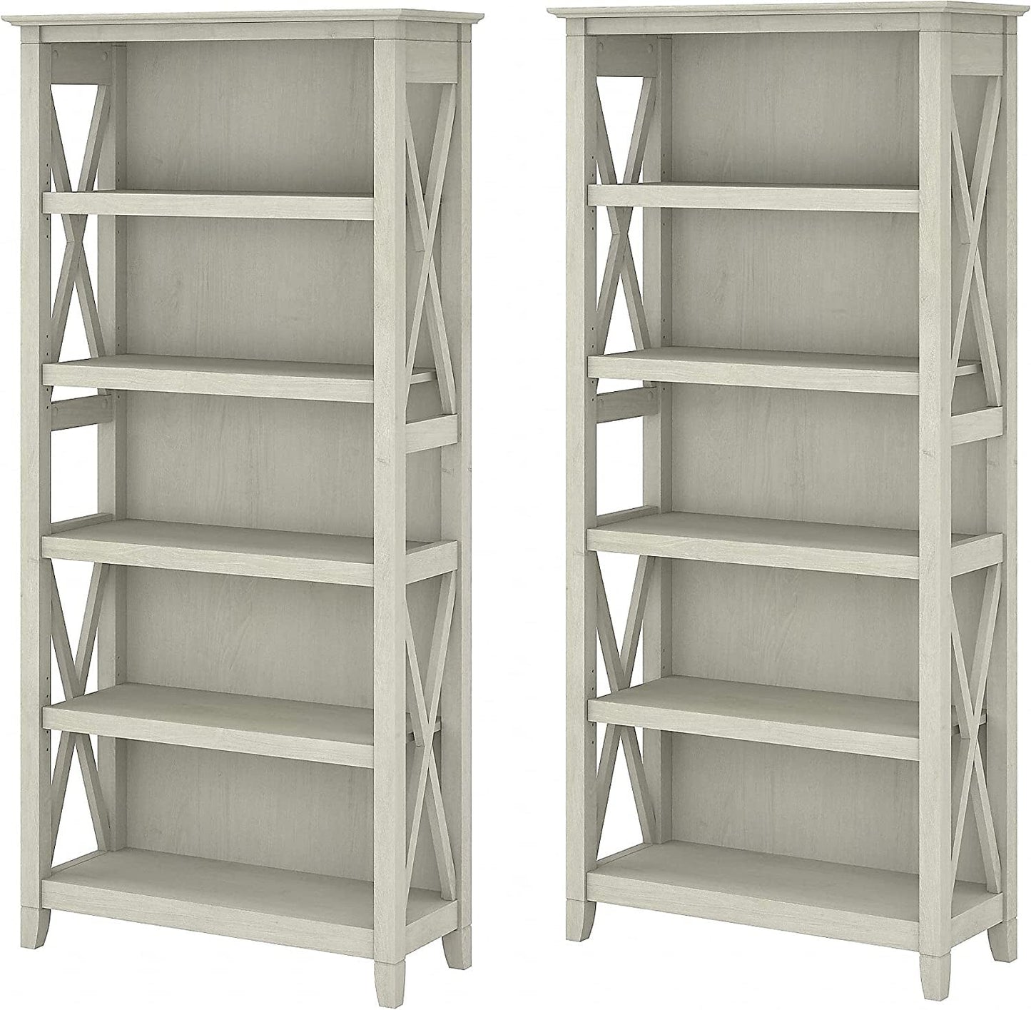 Linen White Oak Bookcase Set by Bush Furniture-0