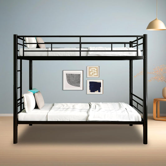Metal Bunk Bed Twin over Twin Sturdy Heavy Duty Bunk Beds with 2 Side Ladders,Space Saving,No Box Spring Needed,For Boys Girls Teens Adults, Bedroom, Dormitory (Black)-1