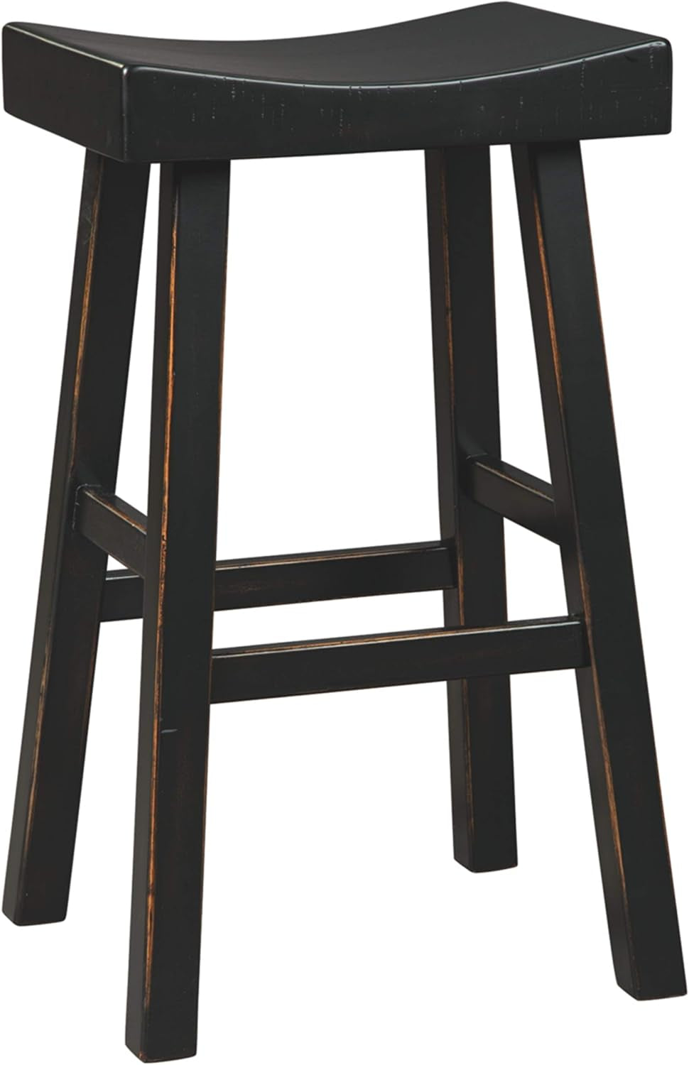 Glosco 31" Pub Height Wood Saddle Barstool, 2 Count, Black-3