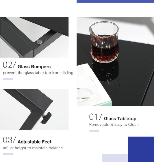 4 Piece Patio Furniture Set, Outdoor Wicker Bistro Set, All-Weather Black PE Rattan Conversation Set W/Coffee Table, Loveseat, Wood-Like Armrest, Cushions for Garden Balcony Deck, Dark Grey-1