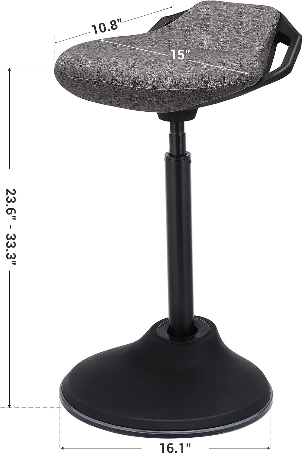 Standing Desk Chair, Adjustable Ergonomic Standing Stool, 23.6-33.3 Inches, Swivel Sitting Balance Chair, Fabric Upholstery, Anti-Slip Bottom Pad, Slate Gray UOSC02GY-2