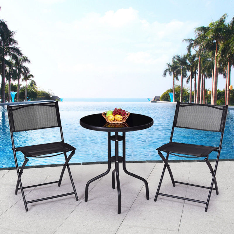 3 Pieces Folding Bistro Table Chairs Set for Indoor and Outdoor-5