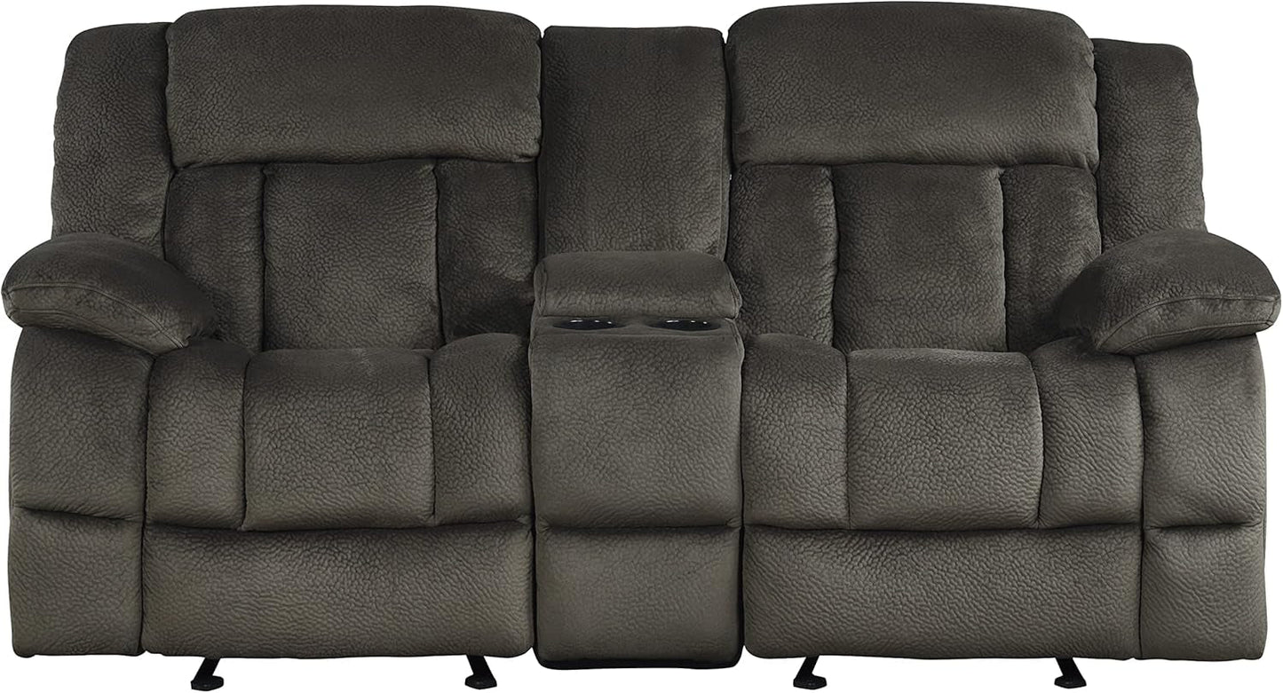 Reclining Living Room Set, Manual Reclining Sofas, Couches for Living Room, Includes Reclining Sofa and Dual Glider Recliner Loveseat, 2-Piece Set, Chocolate-4