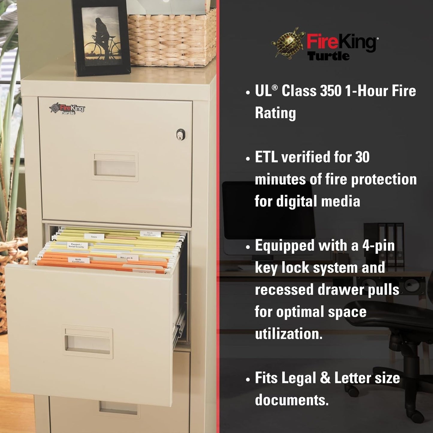 Black 2 Drawer Fire Safe Legal Letter File-3
