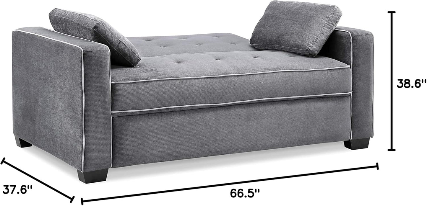 Ainsley Loveseat with Pull Out Sleeper Microfiber Charcoal Full-2