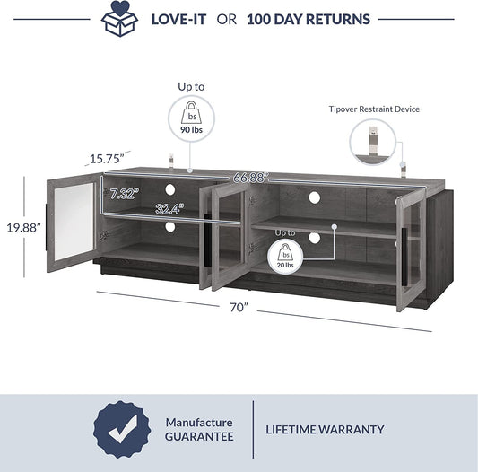 Modern TV Cabinet & Entertainment Center with Shelves, Wood Storage Cabinet-1