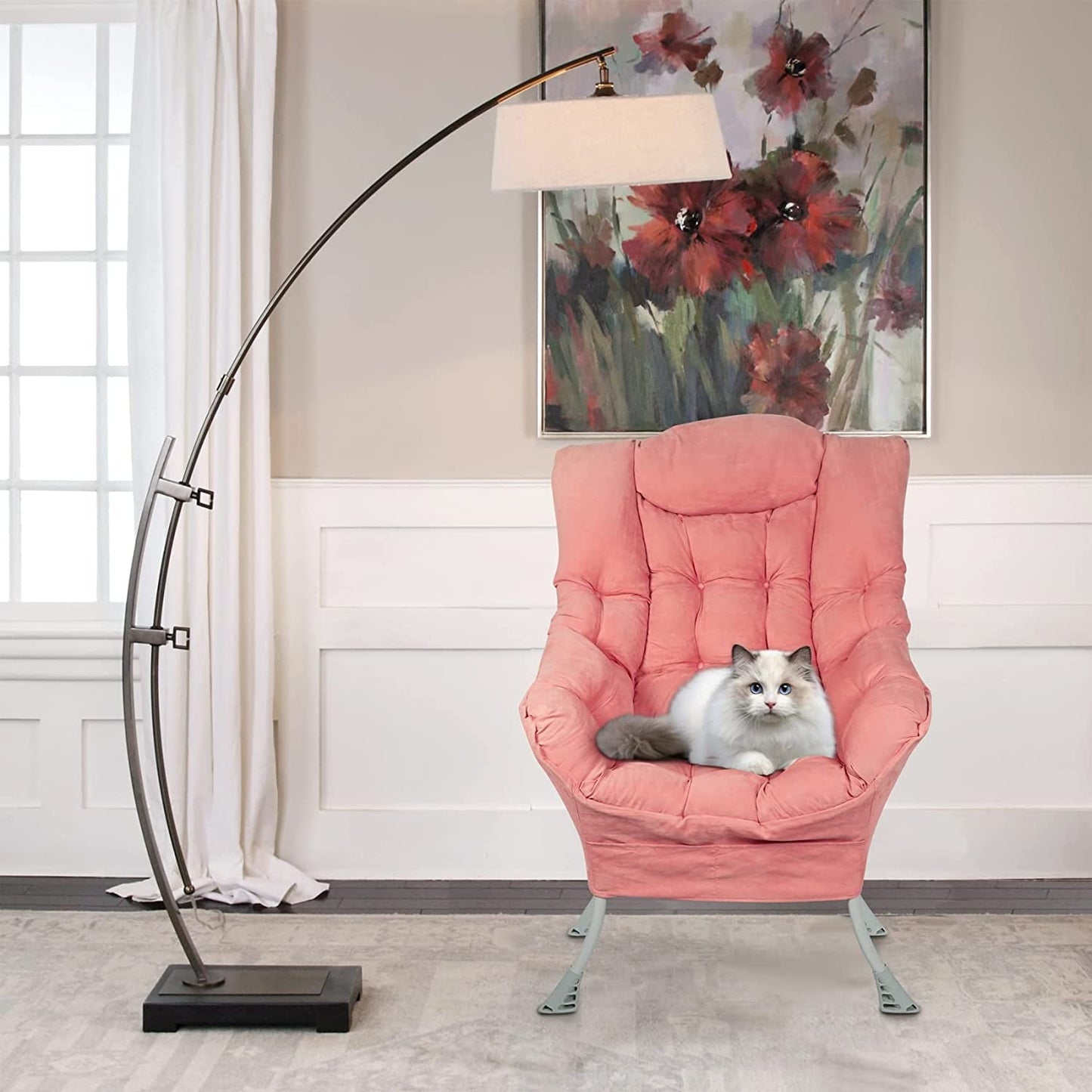 Pink High Back Armchair for Modern Living Room-0