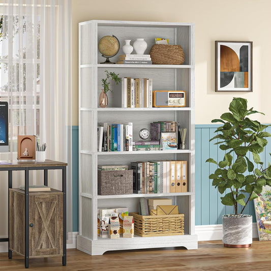 5-Shelf Wood Bookcase, 65 Inch Tall Bookshelf with Storage, Floor Standing Display Book Shelf-1