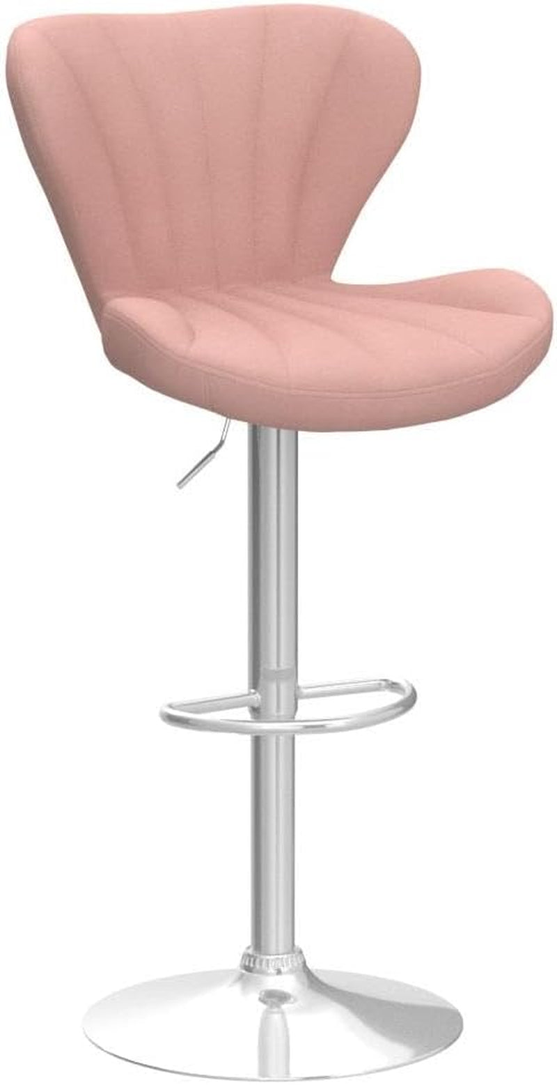 Ellston Velvet Adjustable Swivel Barstools in Pink, Set of 2-4