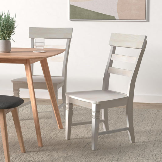 Set of Two Java Dining Chairs Seats 225Lbs Wt Capacity, Solid Real Wood, Sturdy Parawood, 19.7"W X 22"D X 36.6"H, DIY, Paint/Stain Ready, Unfinished-1