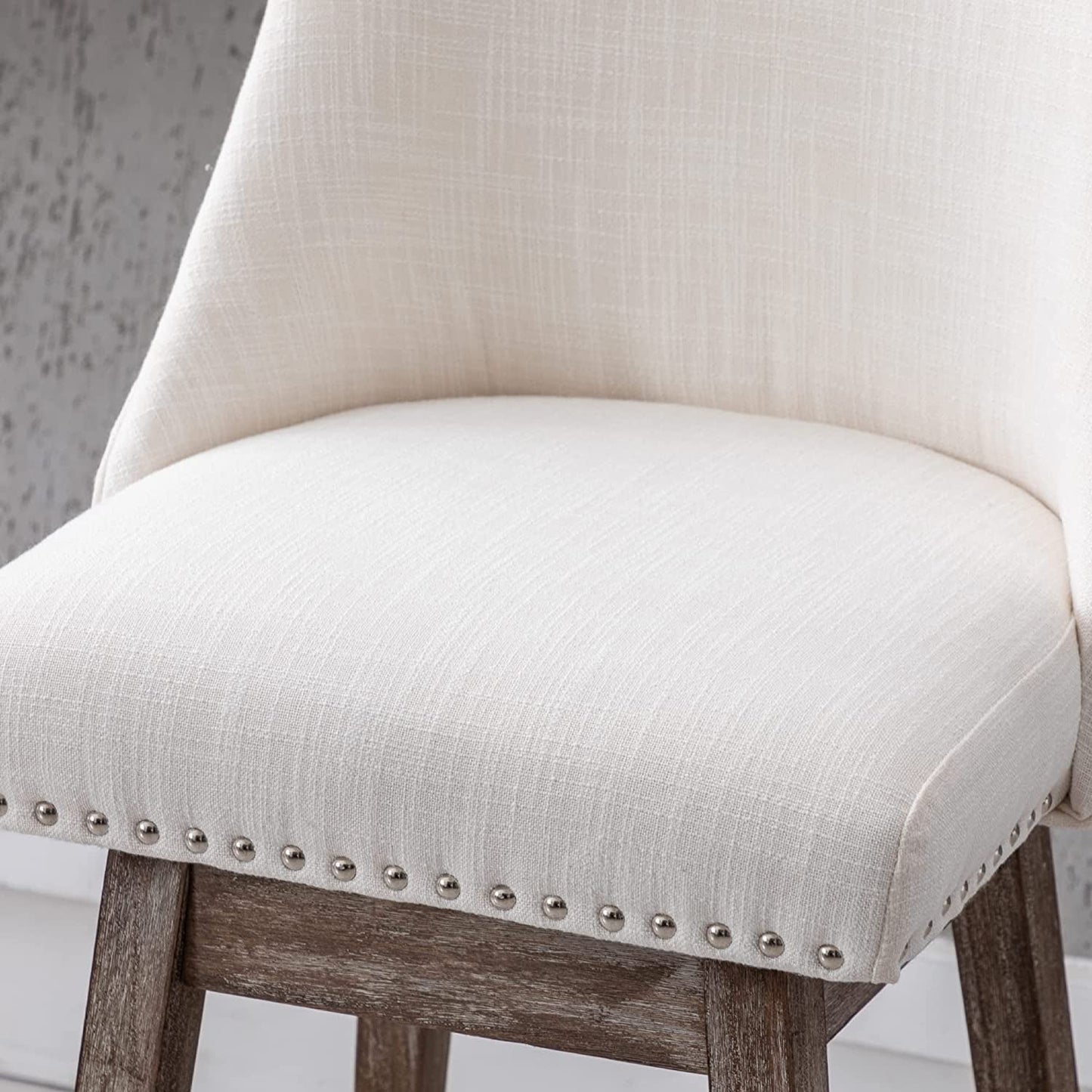 Upholstered Stool Chairs with Back and Wood Legs, Set of 4-3