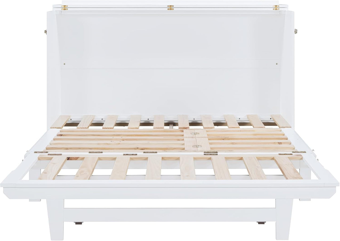 Queen Wood Murphy Bed with Frosted Glass Doors-4