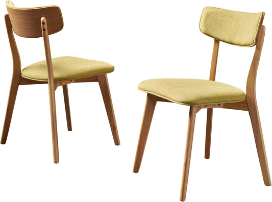 Mid Century Fabric Dining Chairs with Natural Oak Finish-1