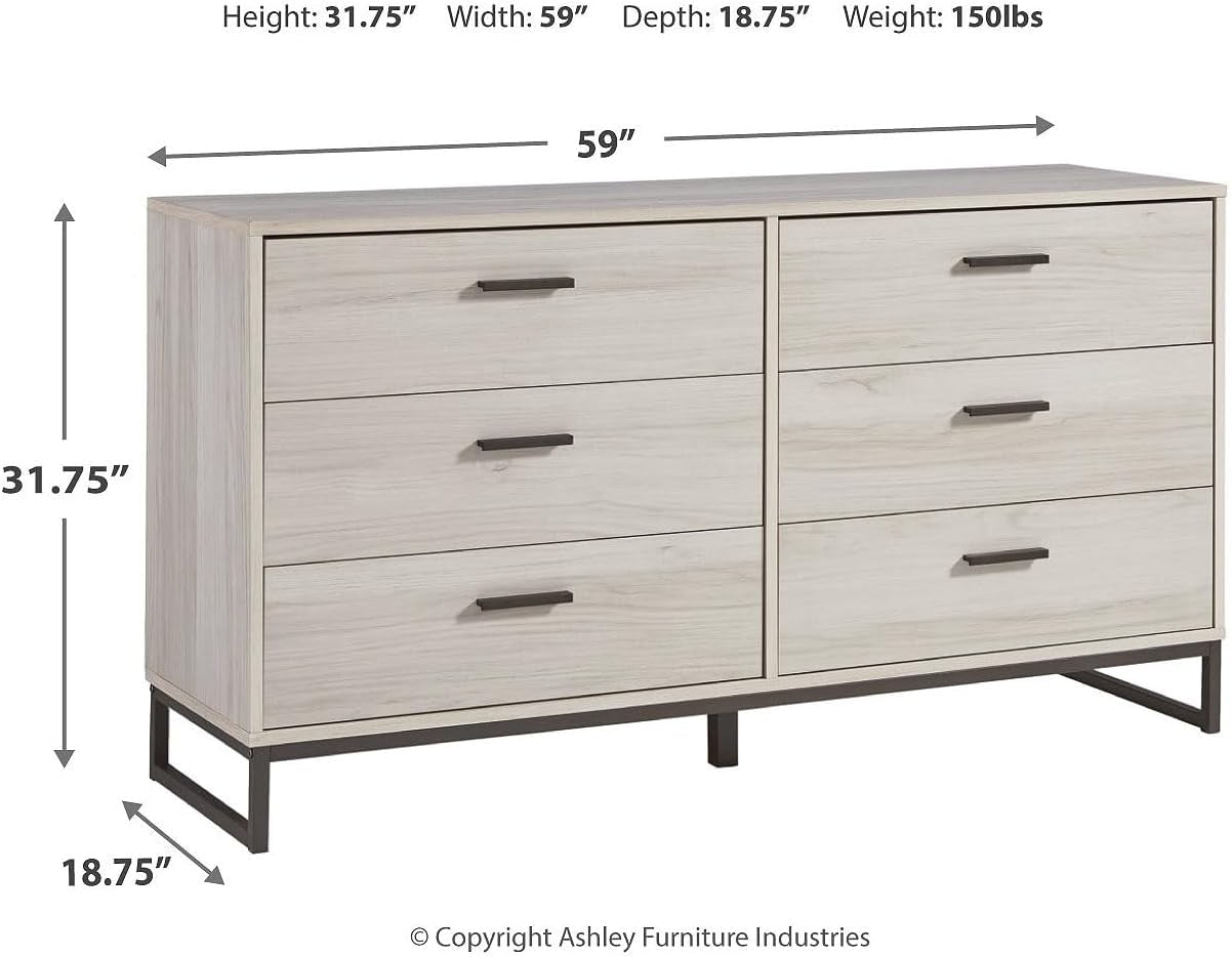 Socalle 6 Drawer 59" Dresser, Beige-2