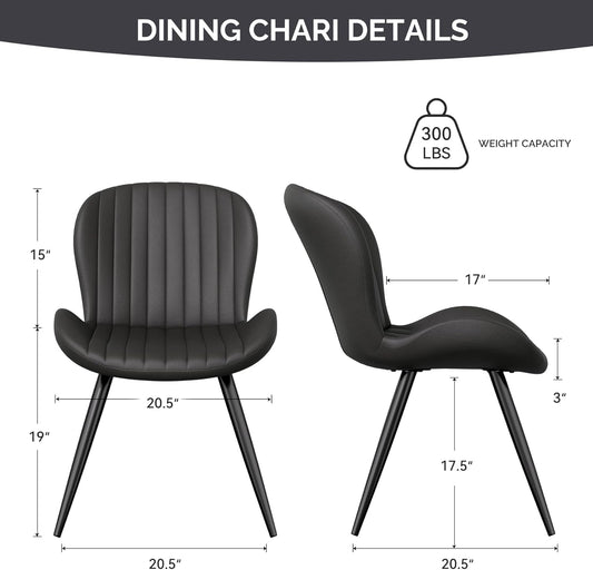 Dining Chairs Set of 6, Modern Dining Room Chairs Comfy Backrest Thick Upholstered Kitchen Chairs 19IN Height with Metal Legs Black-1