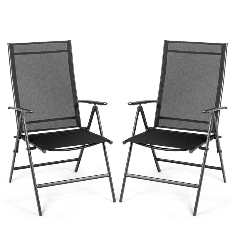 Set of 2 Adjustable Portable Patio Folding Dining Chair Recliners-5