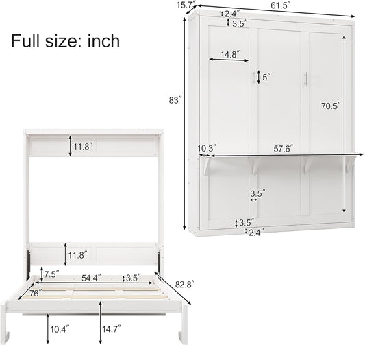 Murphy Bed Full Size with Storage and Desk Combo-1