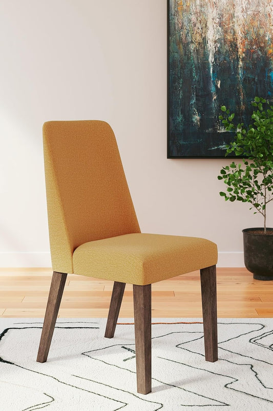 Lyncott Contemporary Dining Room Upholstered Side Chair with Foam Cushion, 2 Count, Yellow & Brown-1