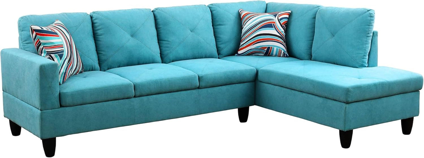 L Shaped Sectional Couches, Modern Convertible Lounge Sofa with Ottoman Storage, Comfy Modular Sectional Sofa for Living Room Furniture Sets, Small Spaces, Bedroom, Blue-4