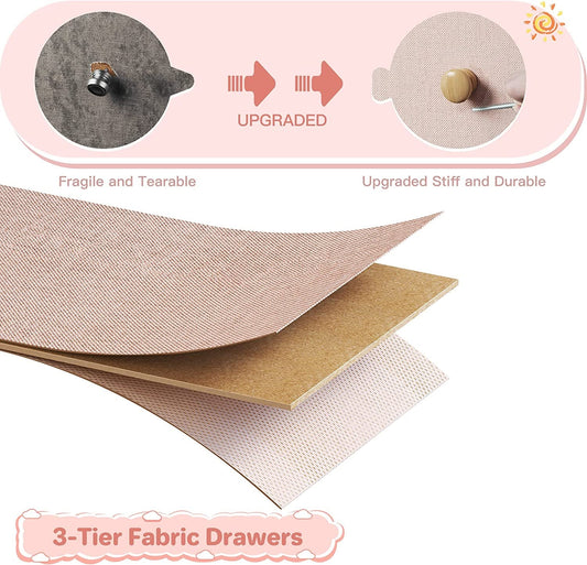 Pink Dresser with 7 Drawers and 2 Shelves-1