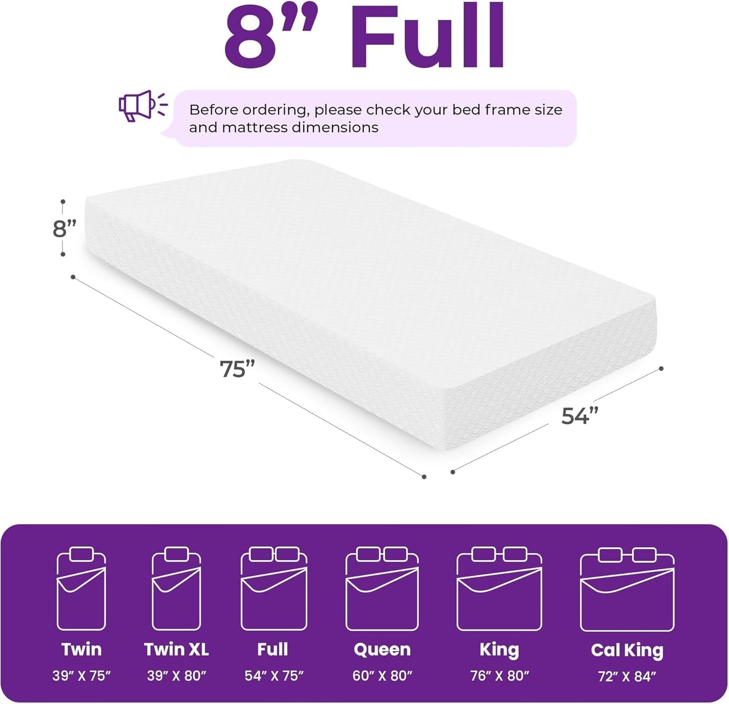 Cooling Gel Memory Foam Mattress, Full Size, 8 Inch-1