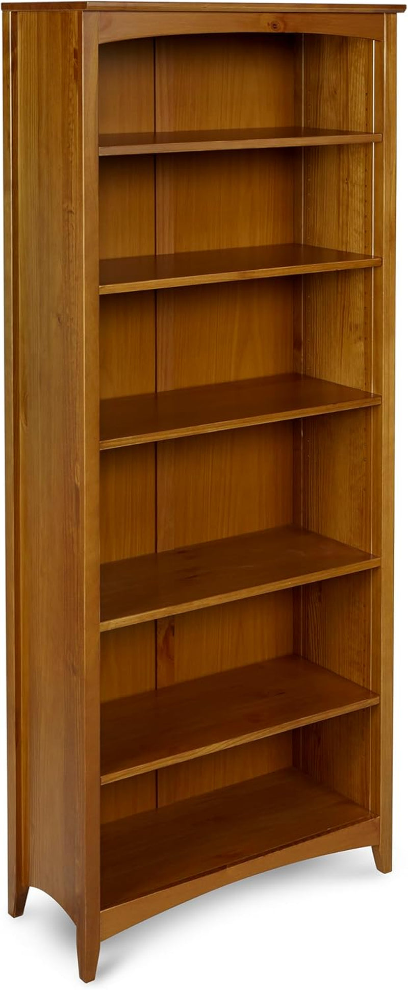 Shaker Style 6 Shelf Bookcase / Solid Wood / 72 Inch Tall / Adjustable Shelving / Closed Back / Display Bookshelf for Living Room, Bedroom, Home and Office, Cherry-3