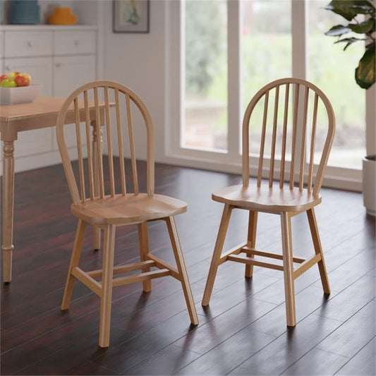 Windsor 2-Piece Chair Set, Solid Wood, Natural Finish-1