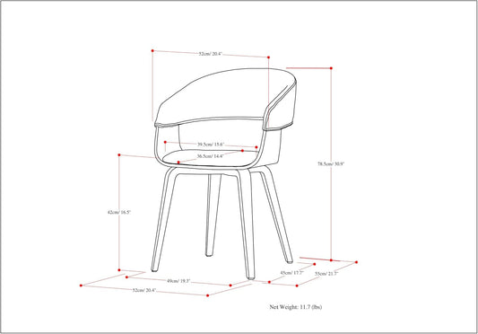 Lowell 17 Inch Mid Century Modern Bentwood Dining Chair in Charcoal Grey Linen Look Fabric, for the Dining Room-1