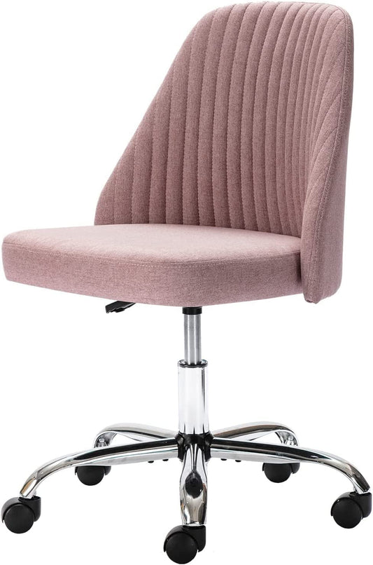 Modern Pink Rolling Desk Chair with Wheels-1