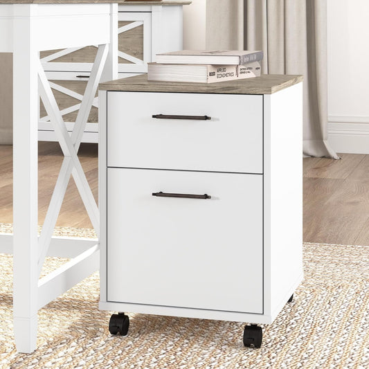 Bush KWF116G2W-03 2-Drawer Mobile File Cabinet Ltr/Lgl Shiplap Gray/Pure White 15.51-Inch-1