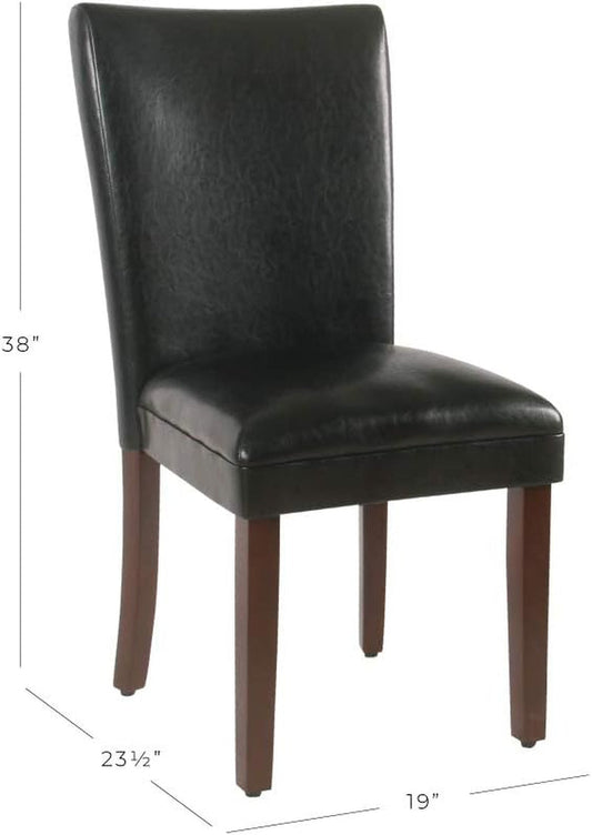 Parsons Dining Chair - Black Faux Leather (Set of 2)-1
