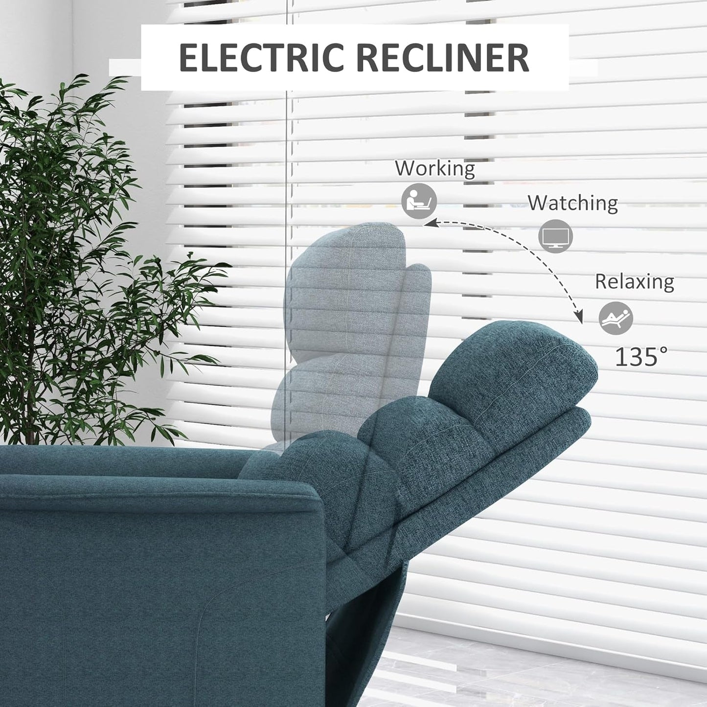 Power Lift Recliner Chair for Elderly, Easy Assembly, Fabric Lift Chair for Adults, Recliner Sofa with Remote Control, Side Pockets for Living Room, Blue-4